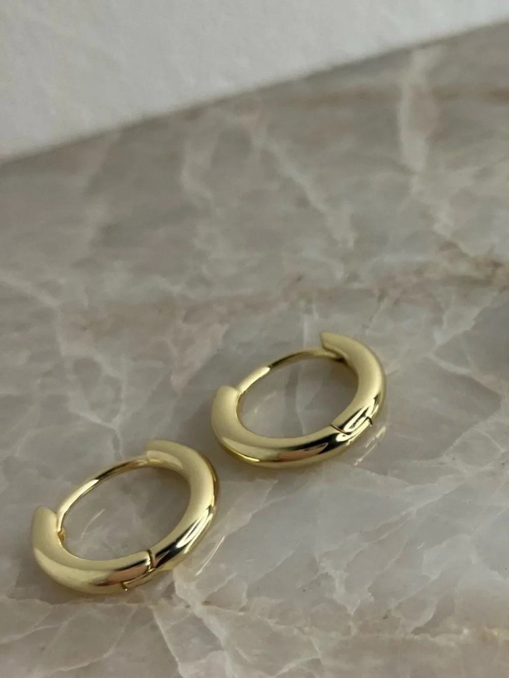14K Gold Plated Huggie Hoop Earrings Set – 2 Pairs 10mm & 8mm